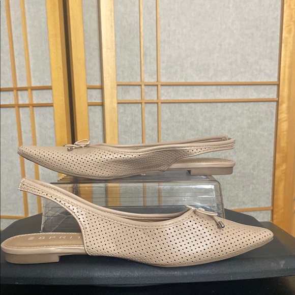 Beige Perforated Slingback Flats - Picture 1 of 5